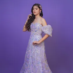 Vestido malva de mariposas