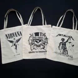 Bolsos de lienzo con temática de Rock 
