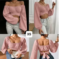 Blusa rosa vieja de mangas largas XS