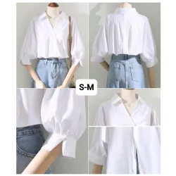 Camisa blanca de botones detrás