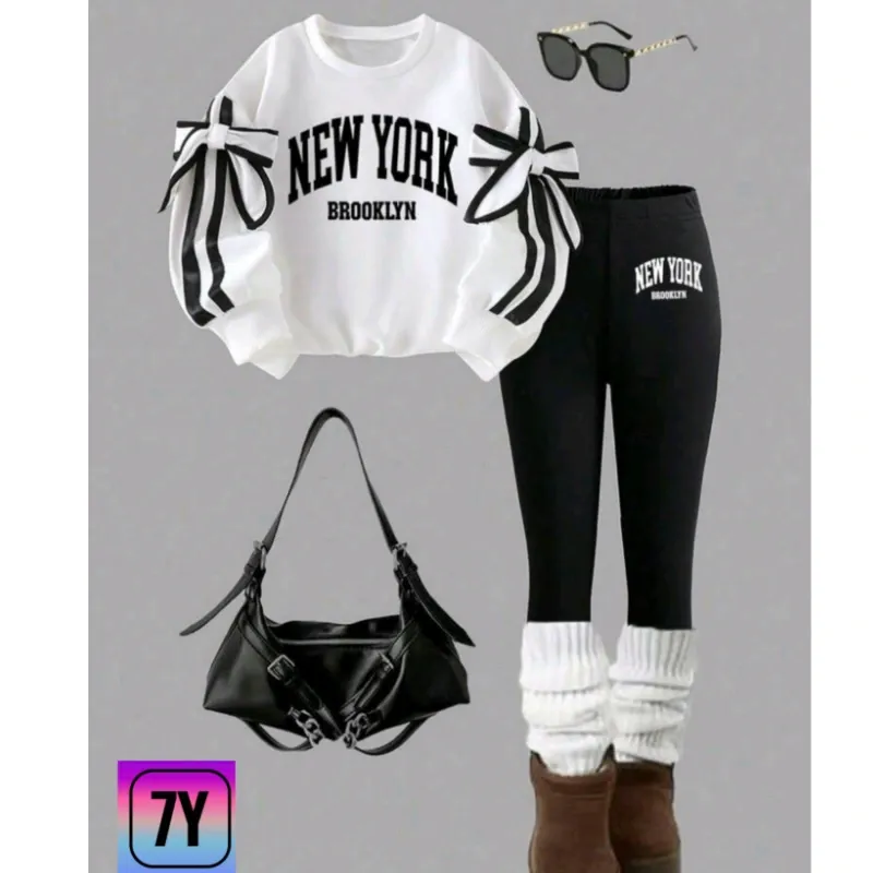 Conjunto de abrigo blanco y negro