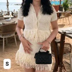 Conjunto de falda de tela de punto blanco