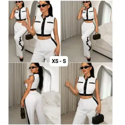 Conjunto de pantalon blanco y negro