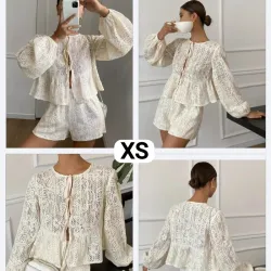 Conjunto de short mangas largas bordado