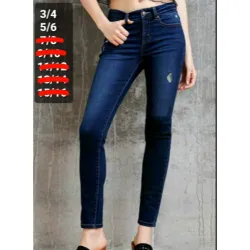 Pantalón ajustado azul oscuro con desgaste