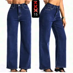 Pantalón azul oscuro ancho corte recto