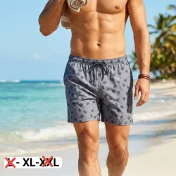 Short gris con Diseños de palmas