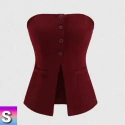 Top rojo vino con botones