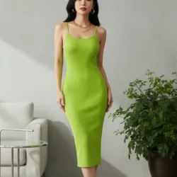 Vestido verde limón de tirantes S-M
