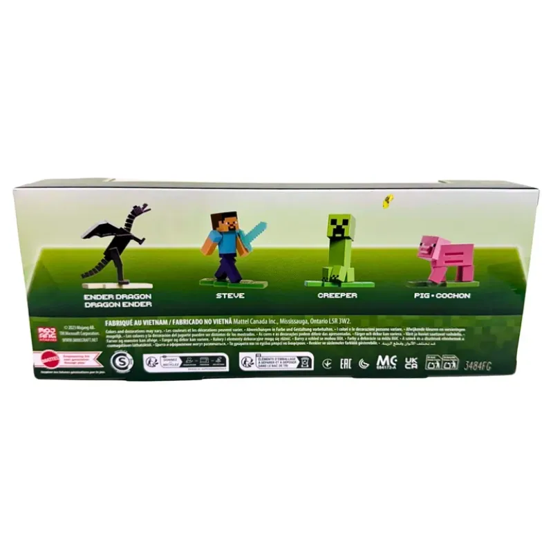 Colección Micro de Minecraft: Ender Dragón, Steve, Creeper y Cerdo