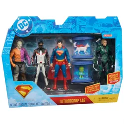 Superman, Lex Luthor con armadura, Mr. Terrific y Metamorpho