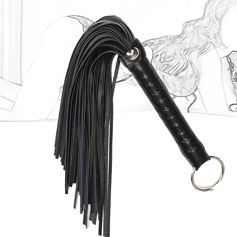 Látigo Flogger de Cuero para BDSM y Juego Sensorial | Juguete de Azotes Manual (41.5 cm)