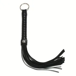 Látigo Flogger de Cuero para BDSM y Juego Sensorial | Juguete de Azotes Manual (41.5 cm)
