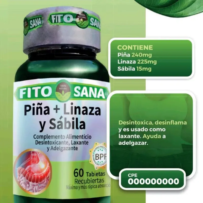 Piña mas Linaza y Sabila 60 tab