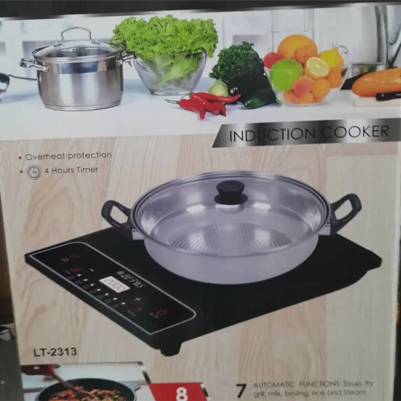 Cocina de induccion con 1 cazuela con tapa