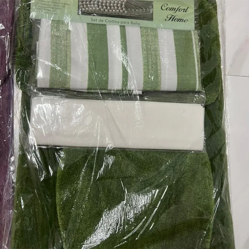 Juego d alfombra y cortina de baño 