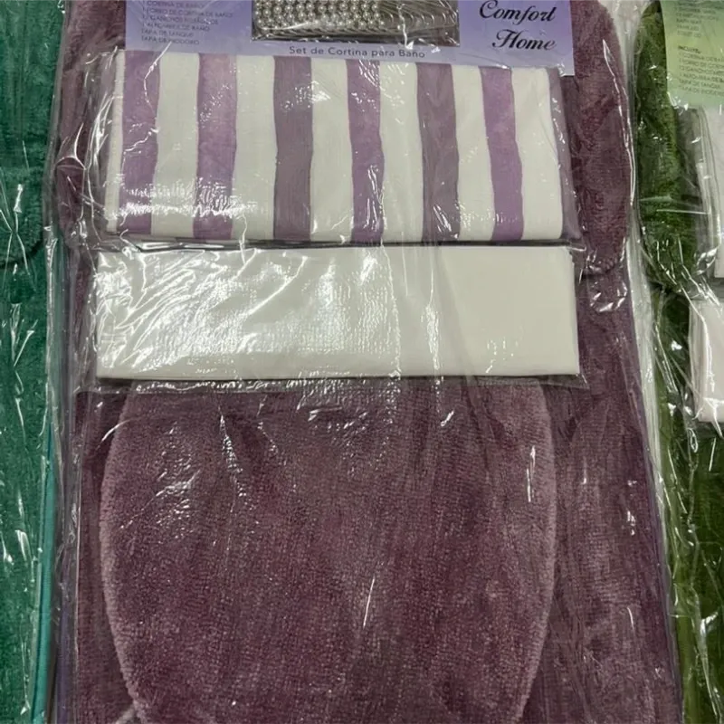 Juego d alfombra y cortina de baño 