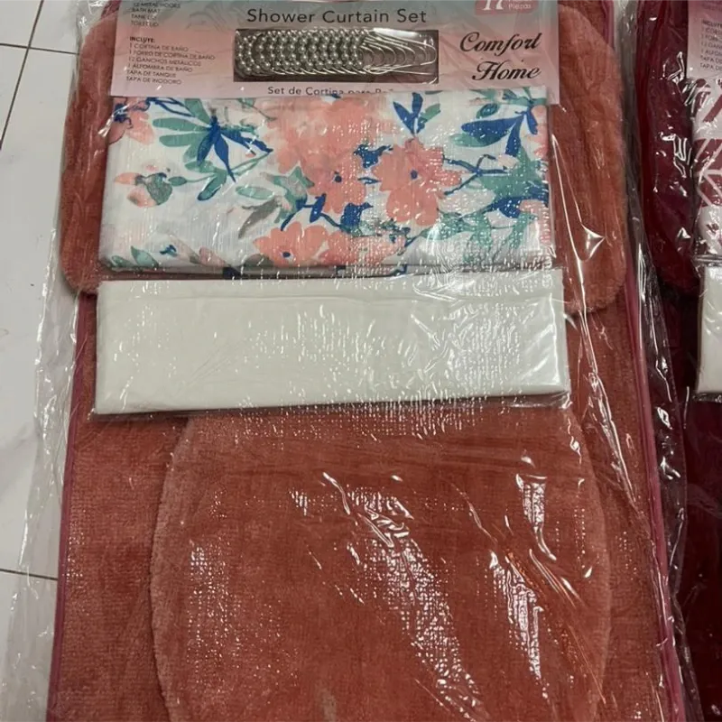 Juegos d alfombras y cortina de baño 