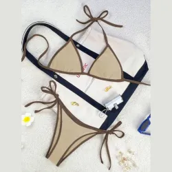 Bikini beige con bordes oscuros