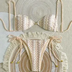 Bikini beige estampado