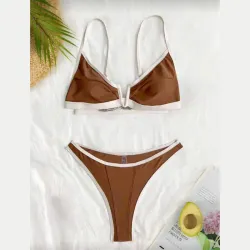 Bikini carmelita y blanco