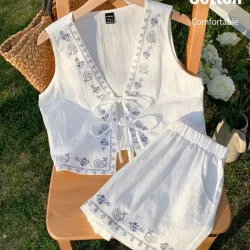 Conjunto de top y short blanco