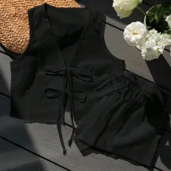 Conjunto de top y short negro