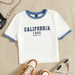 Top blanco y azul CALIFORNIA