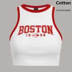 Top blanco y rojo BOSTON