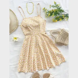 Vestido amarillo estampado