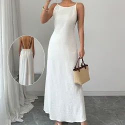 Vestido beige claro largo