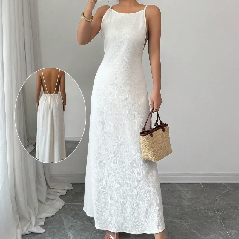 Vestido beige claro largo