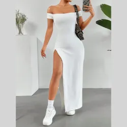 Vestido blanco con abertura
