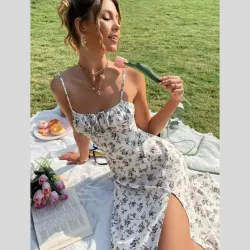 Vestido largo estampado