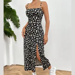 Vestido negro de flores