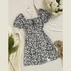 Vestido negro estampado