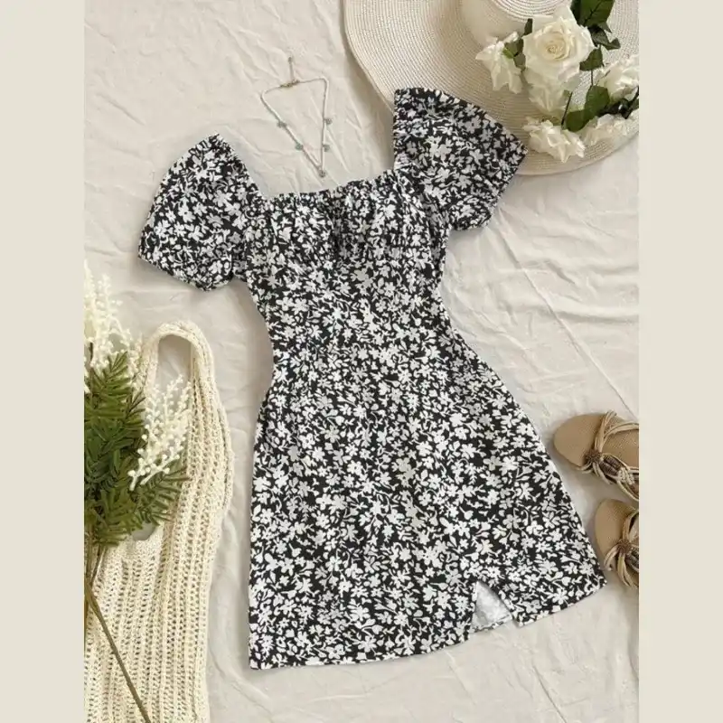 Vestido negro estampado