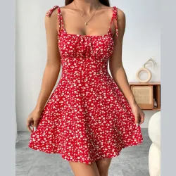 Vestido rojo estampado