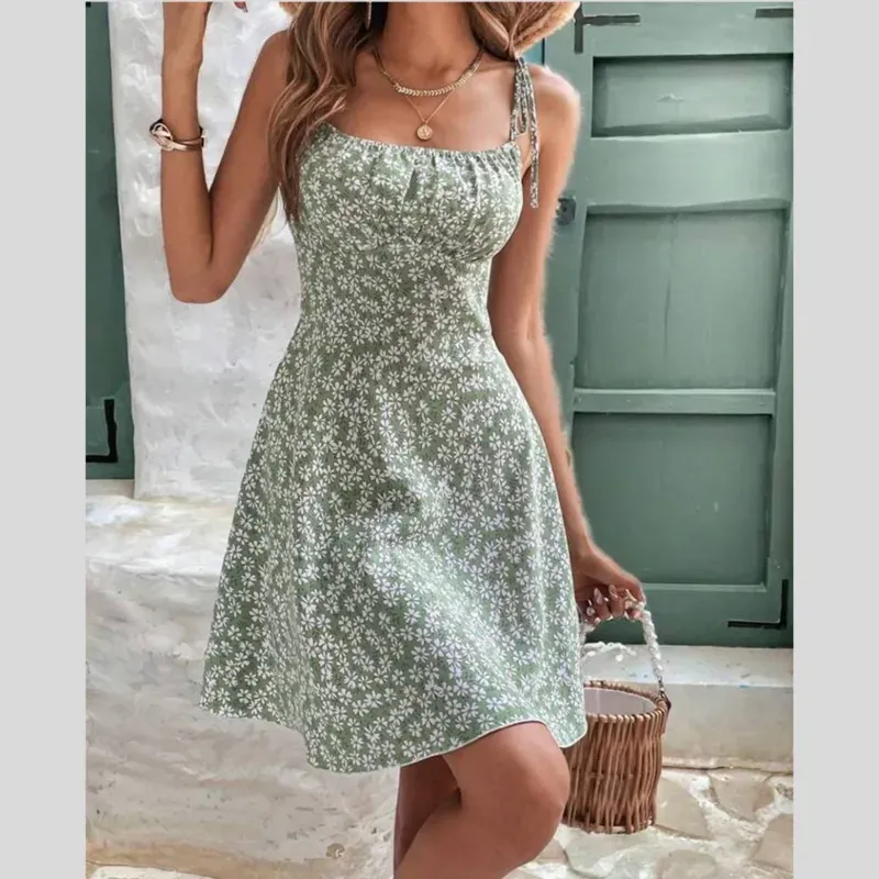 Vestido verde estampado