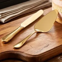 Set de Cortadores de Pastel Boda Dorado Fino