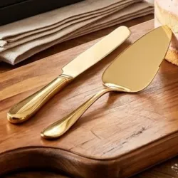 Set de cortadores de Pastel Boda Dorado Fino