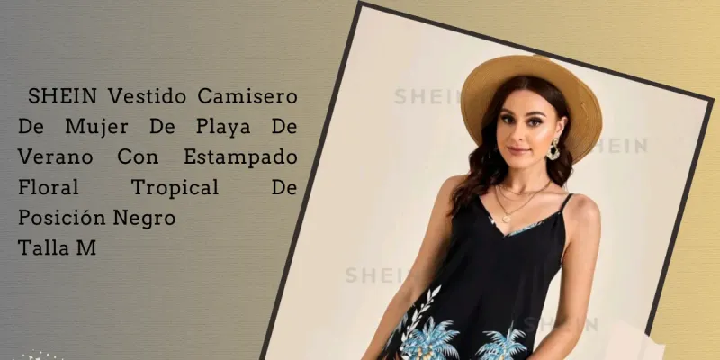 0001: Vestido Camisero De Mujer De Playa De Verano Con Estampado Floral Tropical De Posición Negro