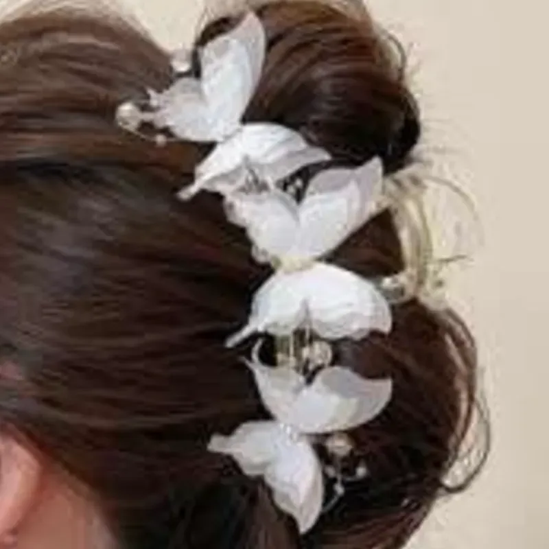0040 Pieza Clip de mariposa blanco dulce para el cabello para peinados recogidos para mujer, Halloween