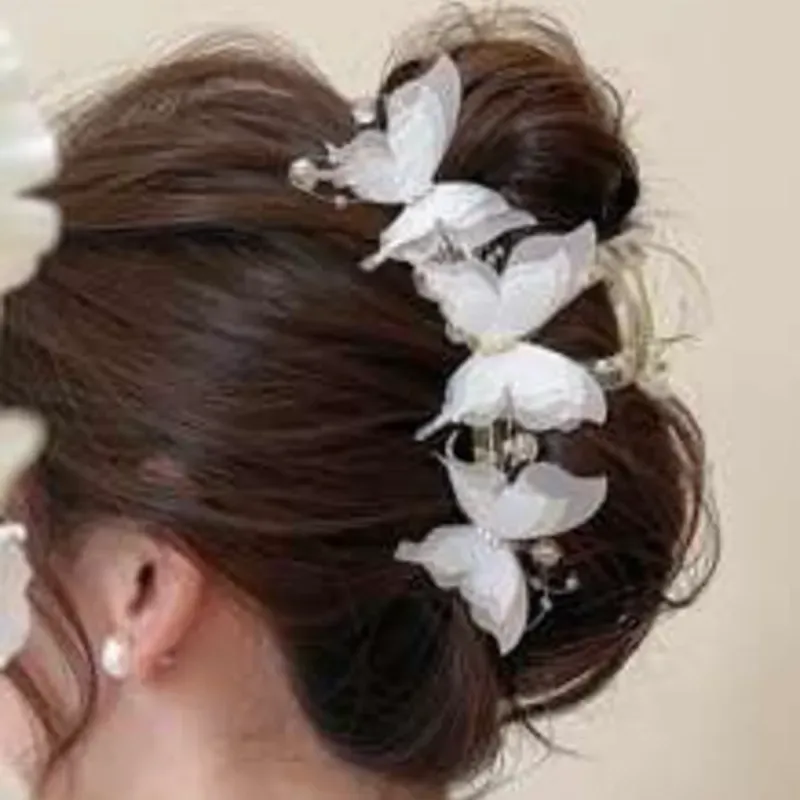0040 Pieza Clip de mariposa blanco dulce para el cabello para peinados recogidos para mujer, Halloween
