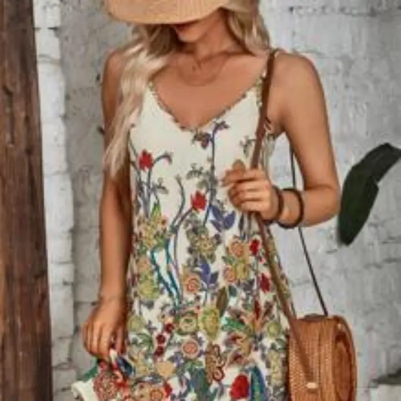 0048 SHEIN VCAY Vestido de verano con corte Cami y una pieza con estampado floral