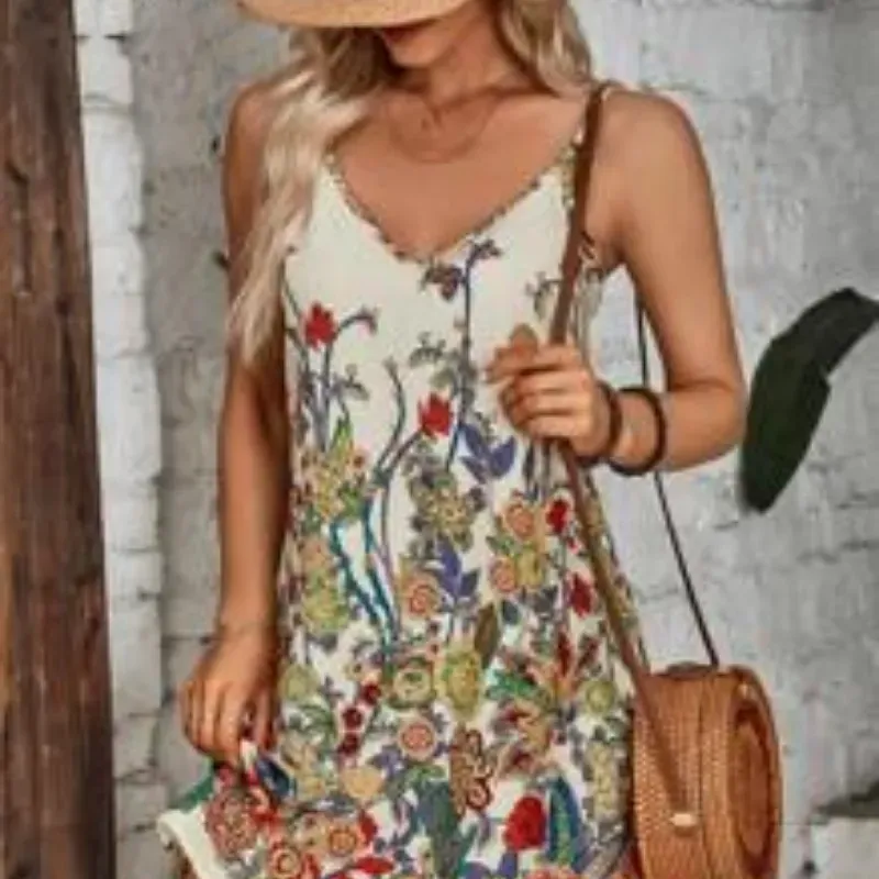 0048 SHEIN VCAY Vestido de verano con corte Cami y una pieza con estampado floral