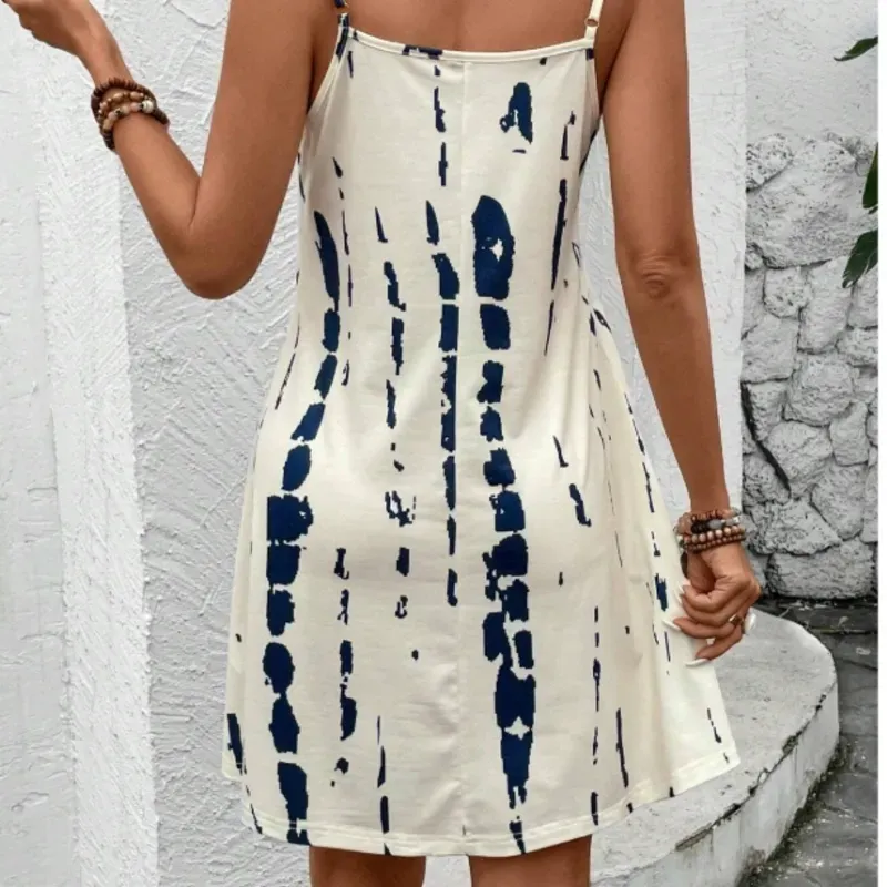 0063 SHEIN LUNE Summer Casual Tie Dye Spaghetti Strap Dress For Holiday