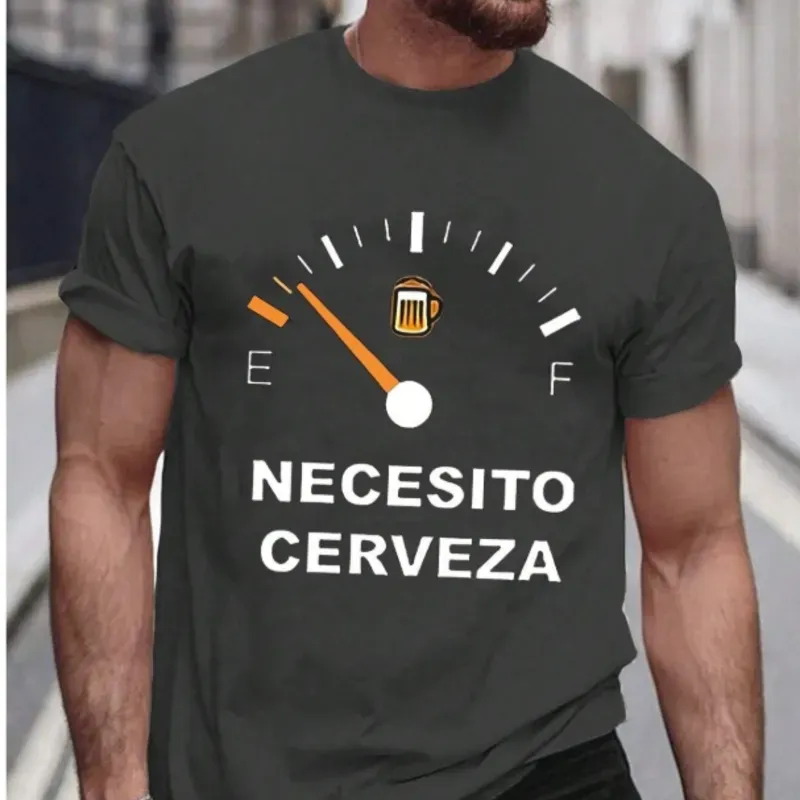 0066 Manfinity Homme Camiseta de manga corta de cuello redondo con estampado de panel de instrumentos para hombre, verano