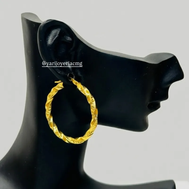 Argollas Torcidas Versace finas Fáb 10k