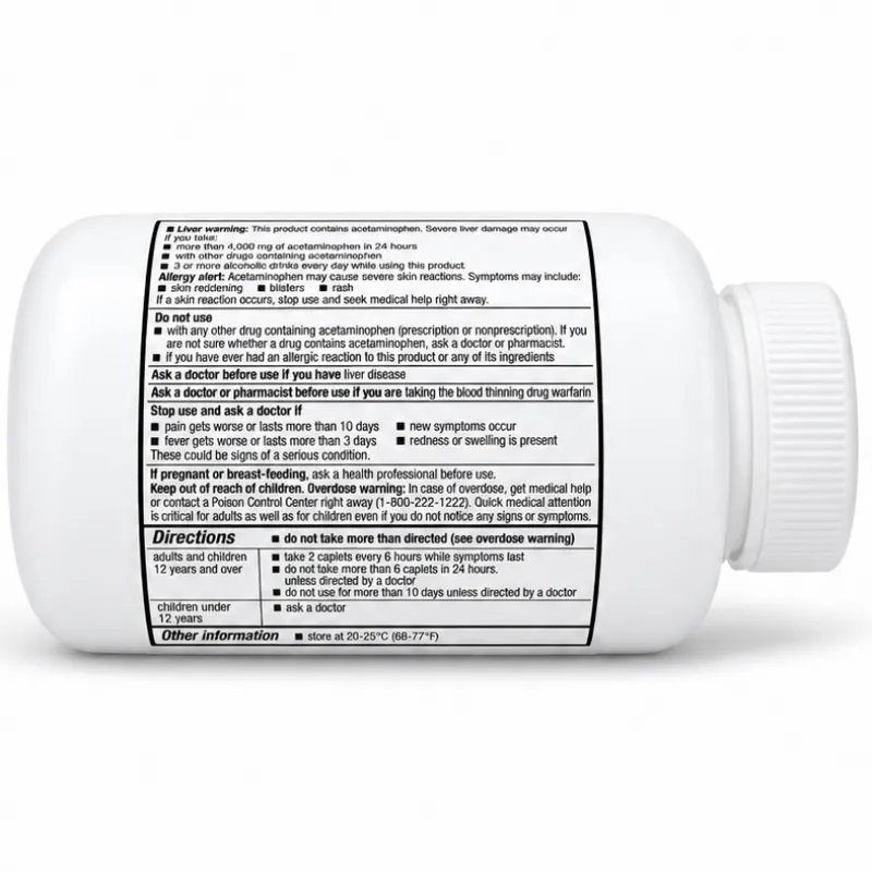 Acetaminofén 500 mg Extra Fuerte – 500 Capletas.
